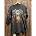 Vintage Harley Davidson V-Twin Engine Flame Graphic T-Shirt Black Mens XL 21x29