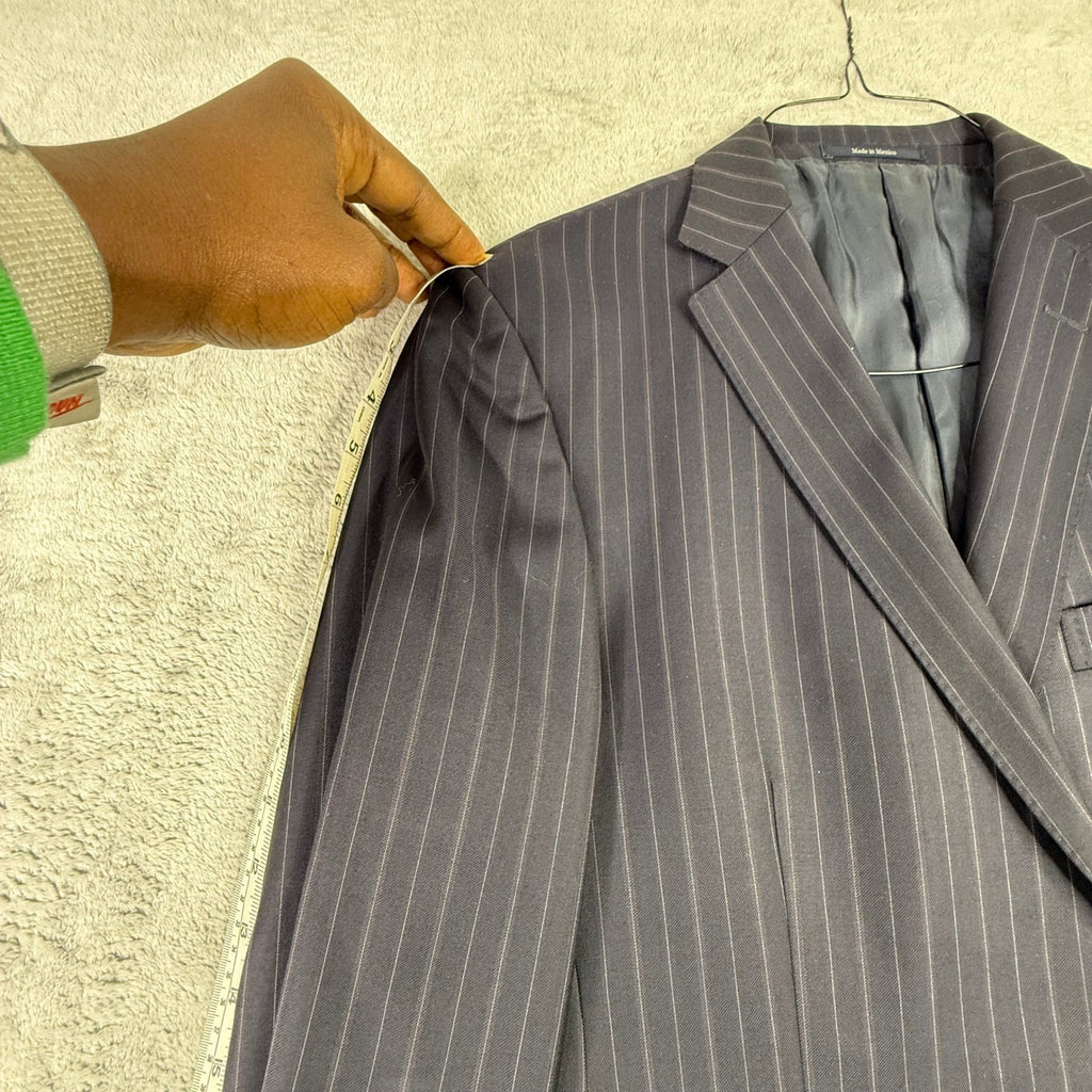 Z Zegna Mens Pinstripe Blazer Navy Blue Wool 2-Button Suit Jacket 50R 280CG4