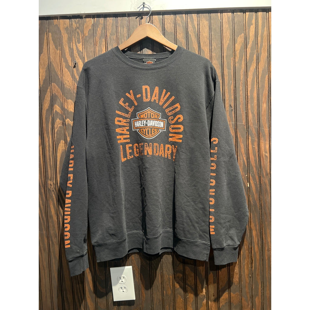 Harley-Davidson Legendary Route 30 Graphic Sweatshirt Faded Black Orange L