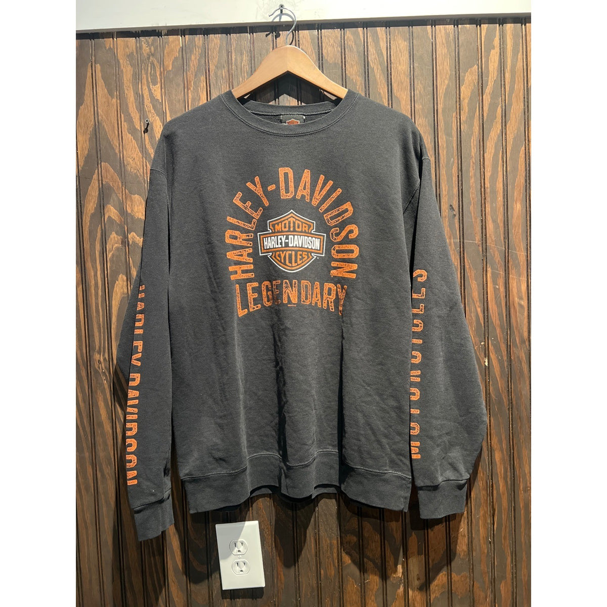 Harley-Davidson Legendary Route 30 Graphic Sweatshirt Faded Black Orange L