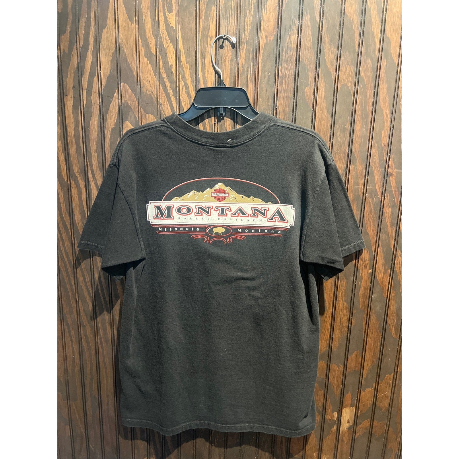 Harley Davidson Fire Wolf Graphic T-Shirt Mens Large Black Missoula Montana Tee