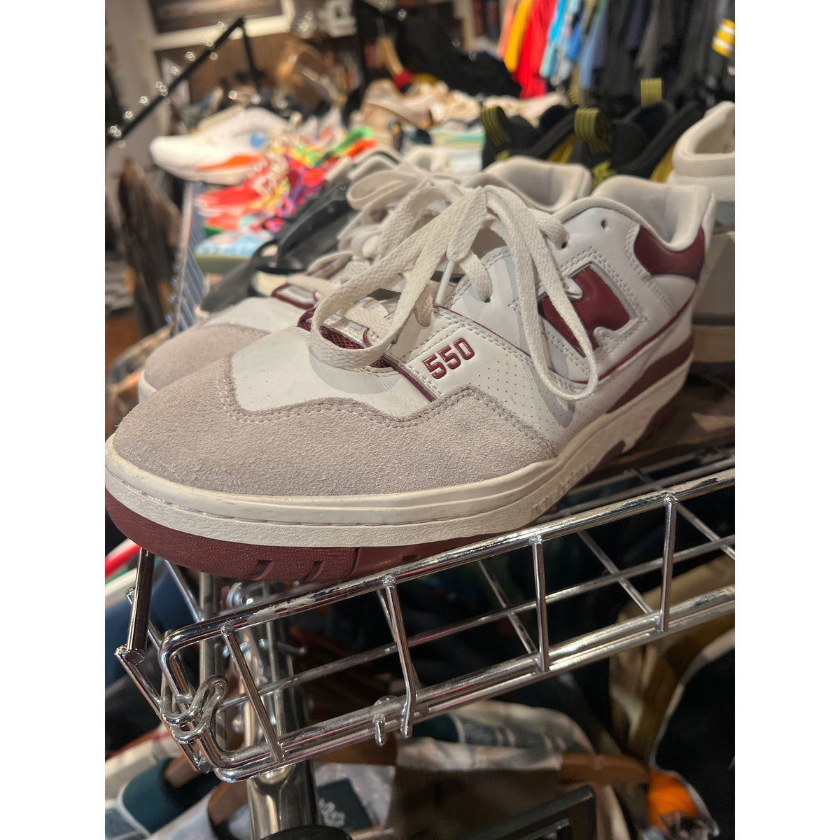 New Balance 550 White Burgundy Grey Leather Sneakers BB550WBG Low Top Mens