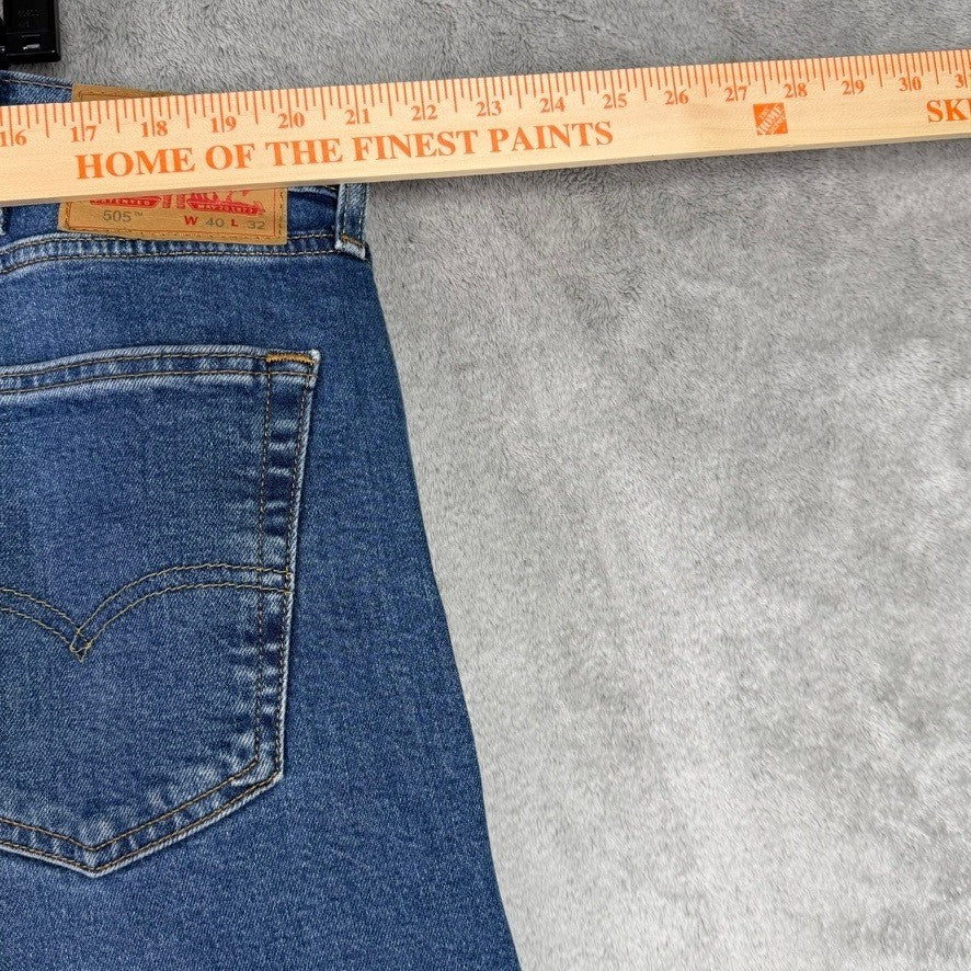 Levi Strauss 505 Mens Jeans W40 L32 Blue Medium Wash Straight Fit Denim Pants