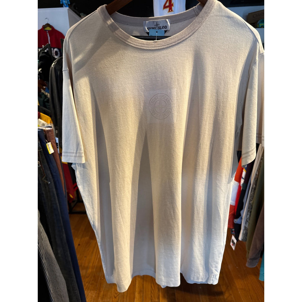 Stone Island Mens XL Tonal Compass Logo T-Shirt Beige Short Sleeve Crew Neck