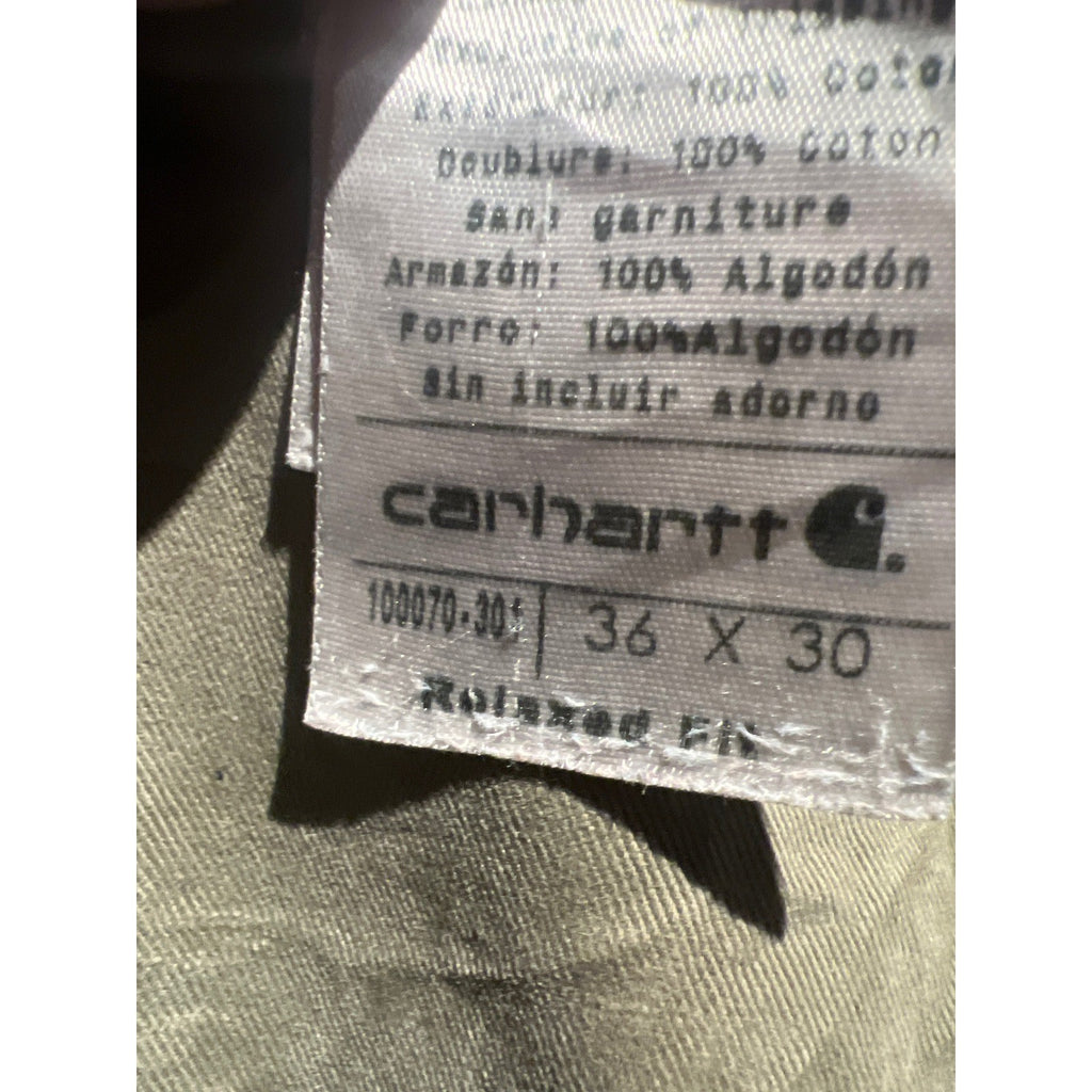 Carhartt Carpenter Pants Olive Green Distressed Utility Workwear 36x29