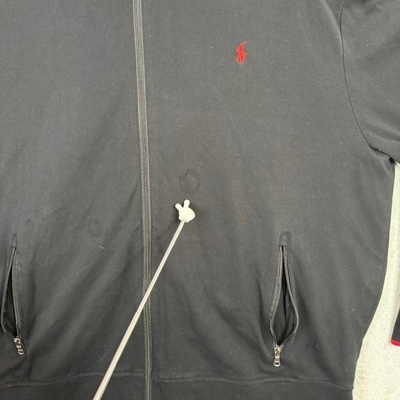 Polo Ralph Lauren Mens Track Jacket Black Red White Stripe Big Tall 3XB