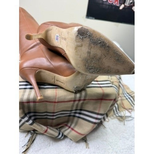 Larroude Kate Stiletto Heel Boot Women's Caramel Leather Size US 8