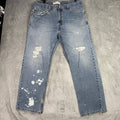 Levi's 505 Regular Fit Mens Jeans Light Wash Distressed Paint Splatter W38 L30