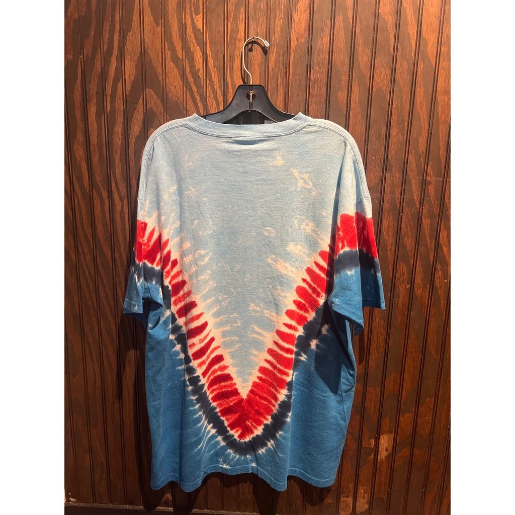 Jimi Hendrix Tie Dye Graphic T-Shirt Blue Red White American Flag Rock Tee 31x23