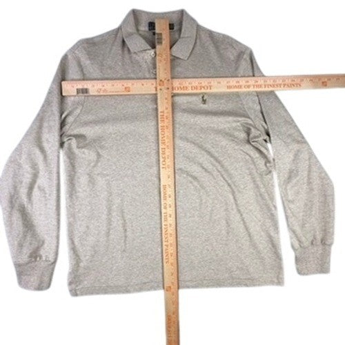 Polo Ralph Lauren Mens Long Sleeve Polo Shirt Tan Heather Classic Fit Large