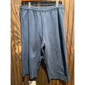 Vintage Navy Blue Fleece Shorts Elastic Waist Cut Off Raw Hem Relaxed Fit Pocket