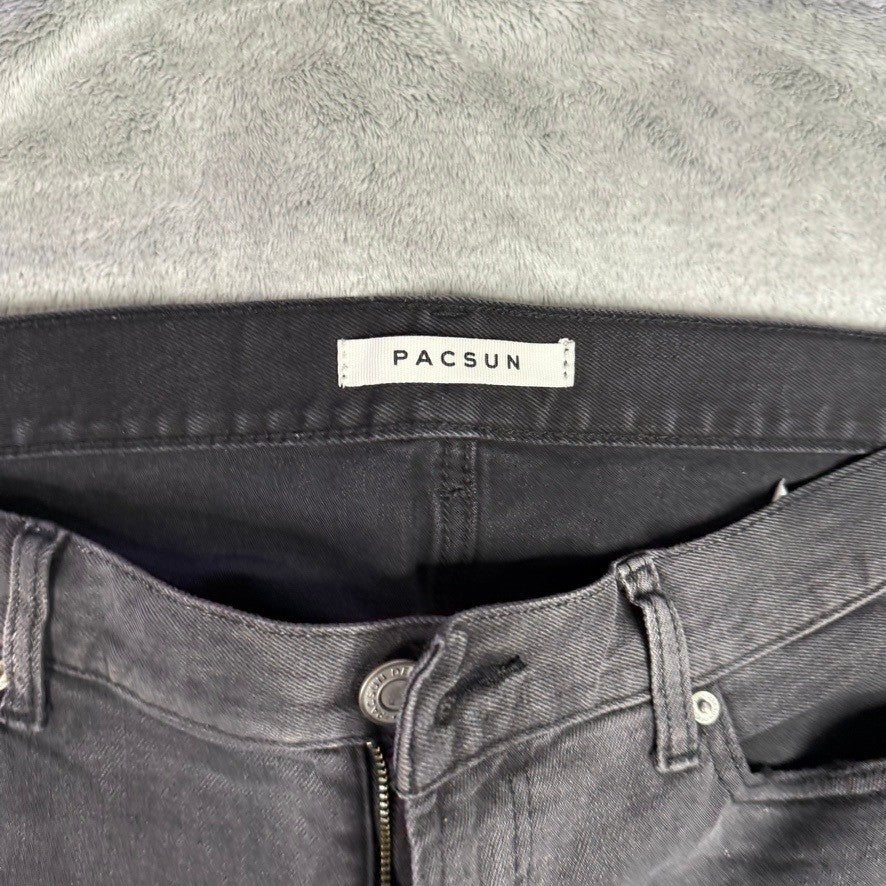 PAC SUN Stacked Skinny Jeans Mens 36x32 Black Distressed Ripped Slim Fit
