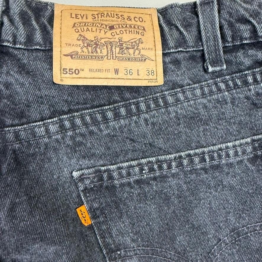 Levi's 550 Relaxed Fit Men's 38x30 (Actual 36x29) Black Vintage USA Orange tab