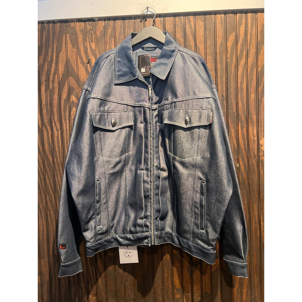 FUBU Heritage Collection Denim Jacket Indigo Blue Zip Up Streetwear Mens 30x33