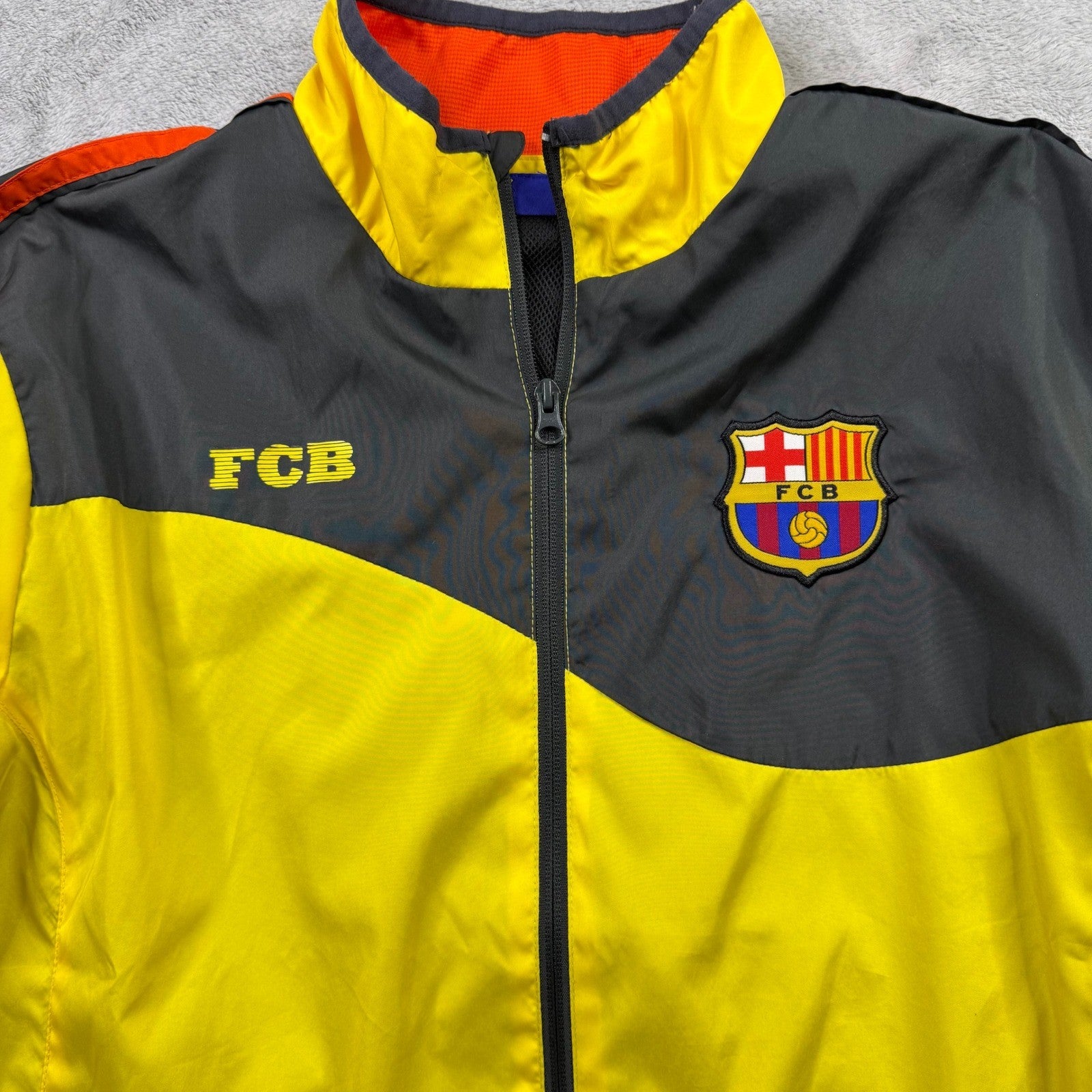 FC Barcelona Track Jacket Yellow Black Soccer Football Mens Size M