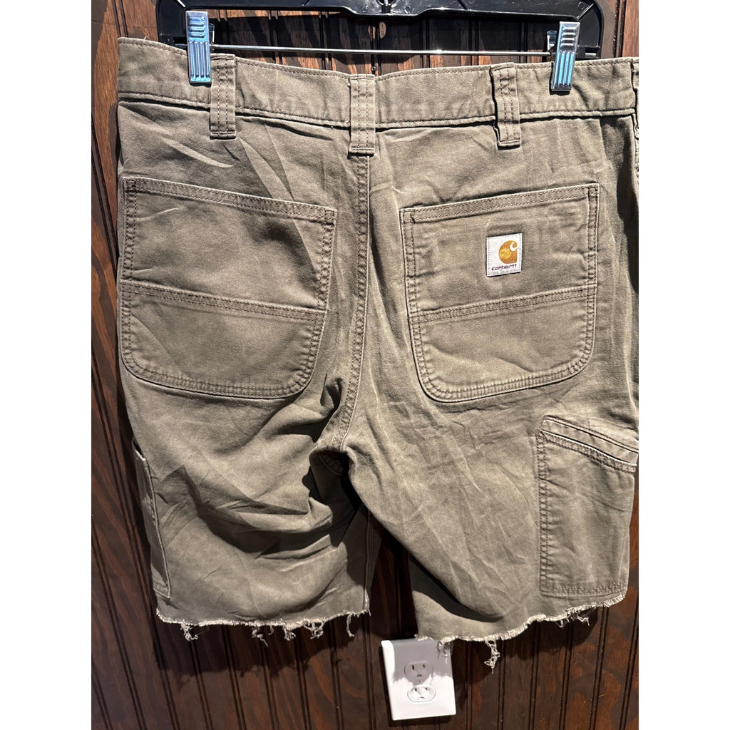 Carhartt Mens Relaxed Fit Double knee Canvas Cutoff Shorts Olive Green 34