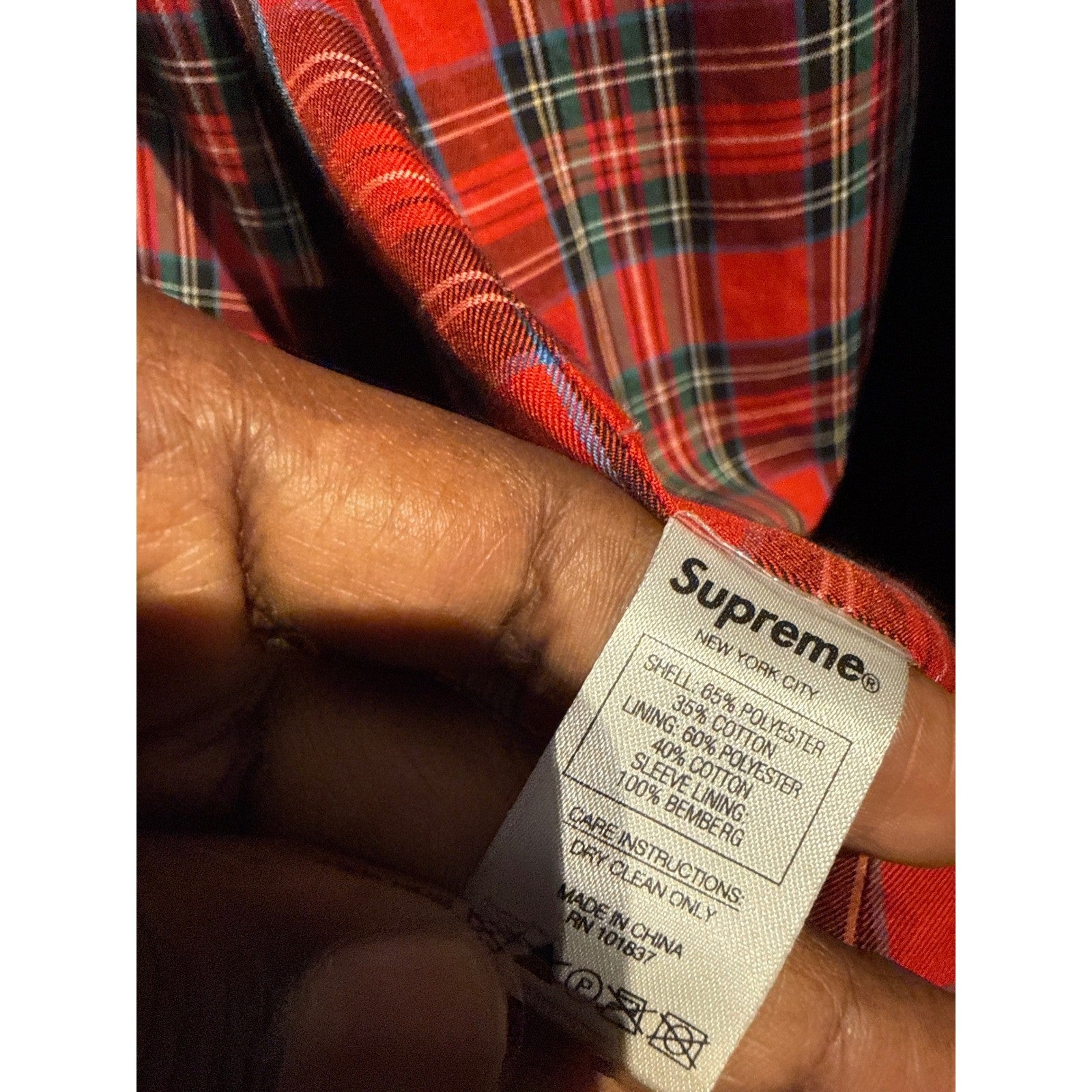 Supreme Trench Coat Black Plaid Lined D-Ring Epaulets Mens Long Jacket