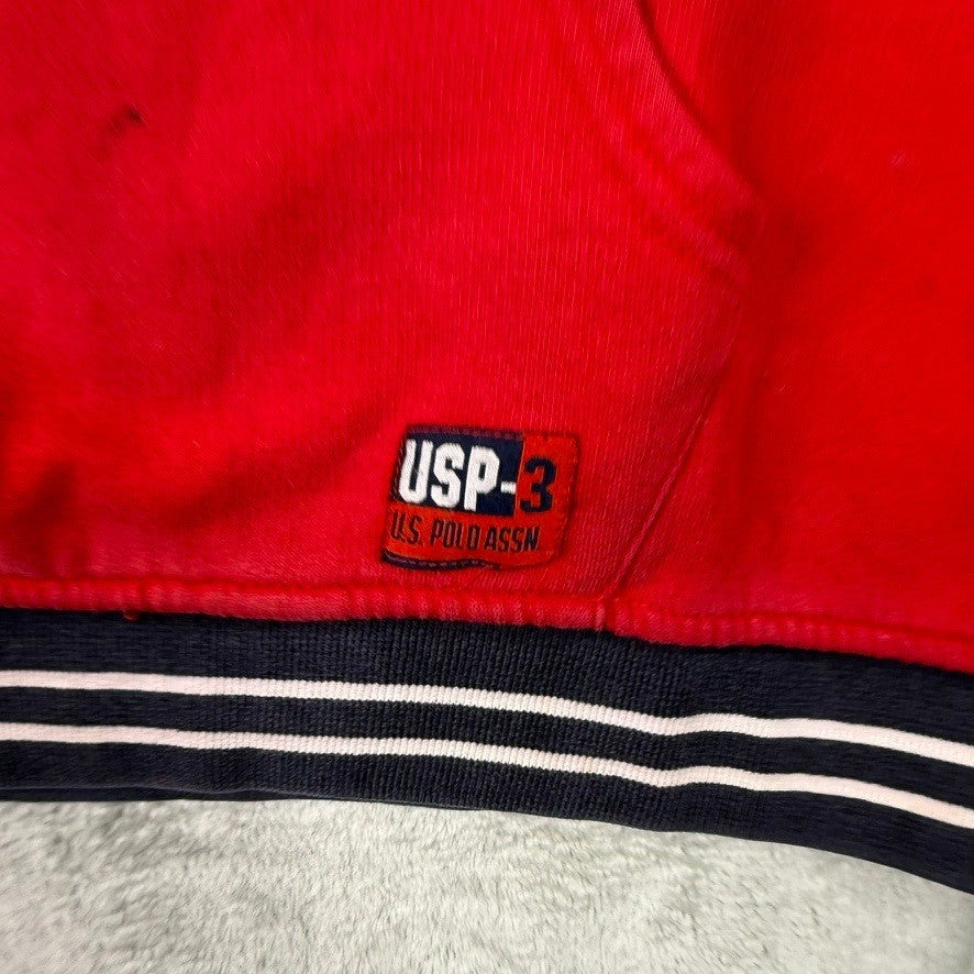 US POLO ASSN Red Hoodie Sweatshirt Since 1890 Graphic Print Pullover Size XL