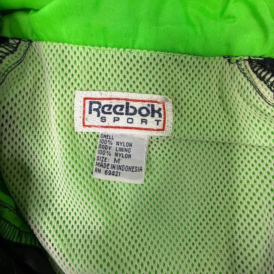 Reebok Sport Windbreaker Jacket Men's Size Medium Black Neon Green Blue