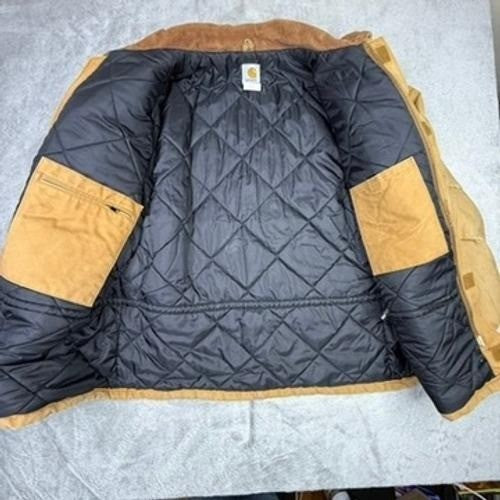 Carhartt Mens Tan Quilted Lined Canvas Work Jacket Barn Coat