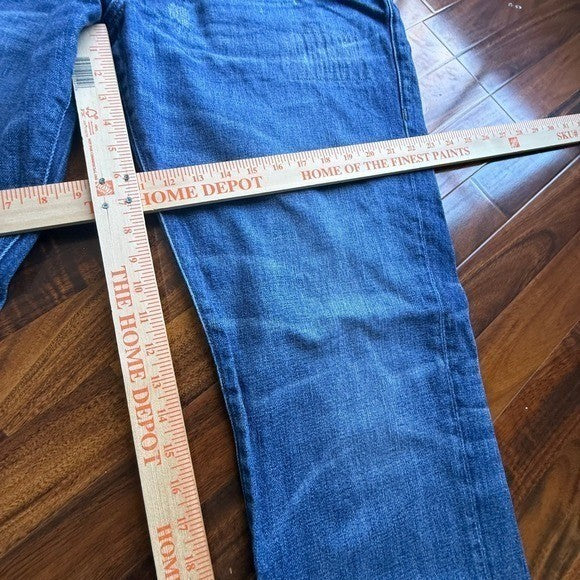 True Religion Mens Straight Leg Distressed Blue Denim Jeans Medium Wash 40