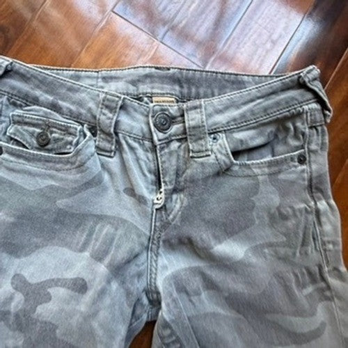 True Religion Mens Skinny Grey Camo Camouflage Jeans Flap Pocket Size 25