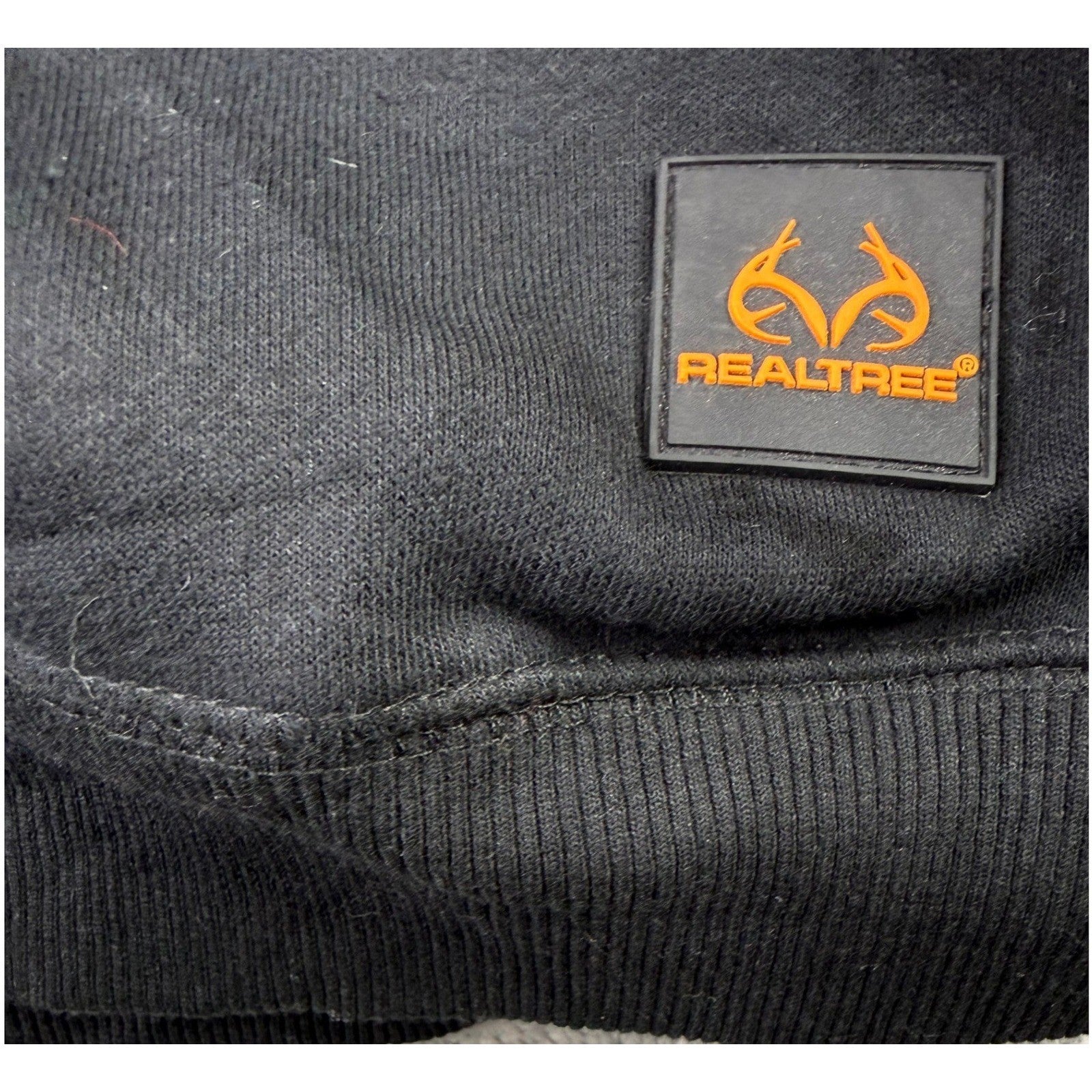 Realtree Mens Black Camo Logo Pullover Hoodie Sweatshirt Size Medium Hunting