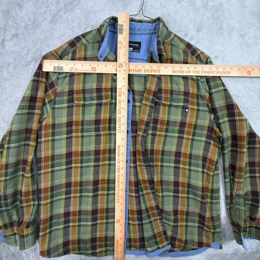 Marmot For Life Flannel Shirt Plaid Long Sleeve Button Up Men's XXL
