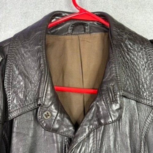 Vintage 90s CSL Suedes Black Leather Coat Mens L Distressed Genuine Leather