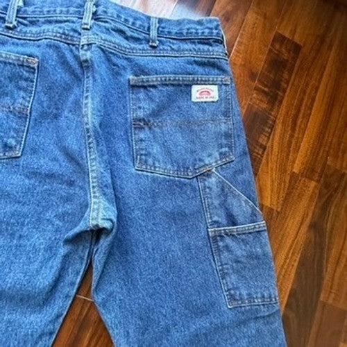 VTG Round House Mens Blue Carpenter Jeans Made in USA Straight Leg 34x30 Work