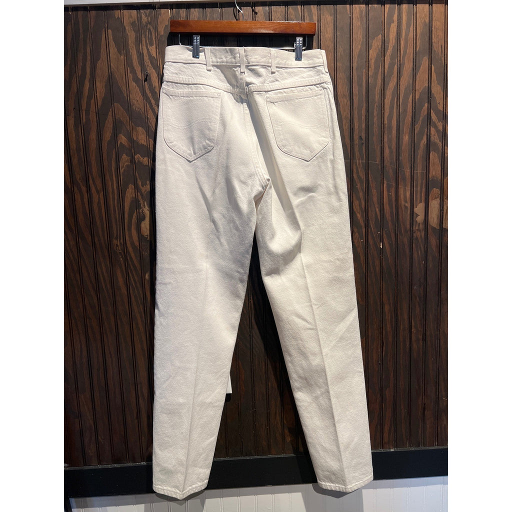 Vintage Lee White Denim Jeans Made in USA Straight Leg High Rise 16x34 Mens