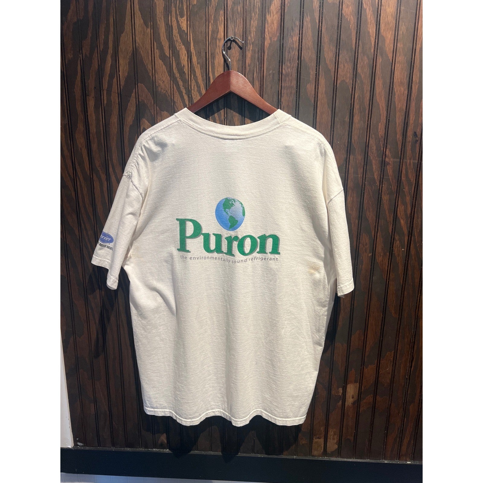 Vintage 90s Hanes Earth Day T-Shirt Single Stitch Cream Graphic Tee XL 30x24