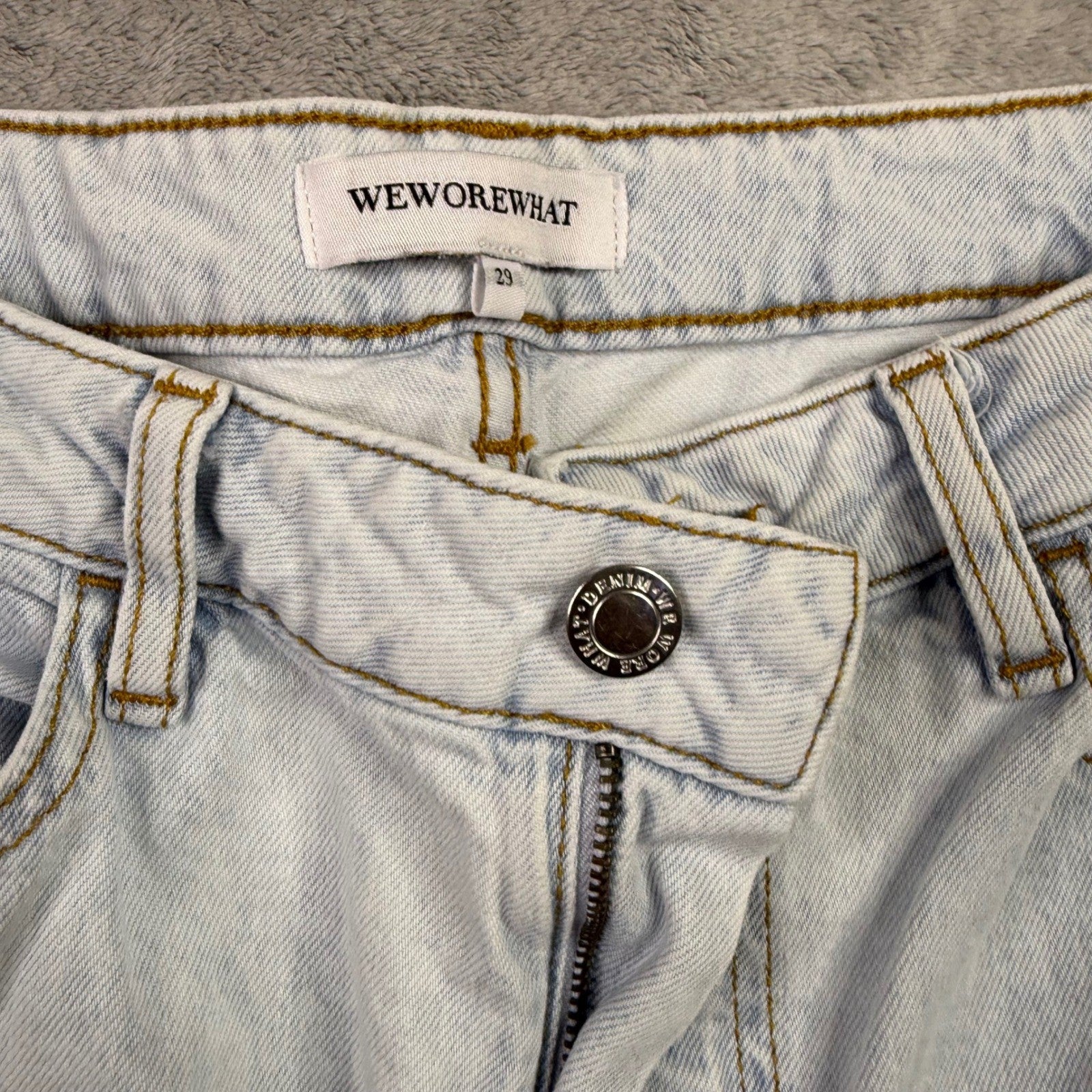 WeWoreWhat Light Wash Distressed Straight Leg Jeans Size 29