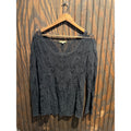 Black Floral Lace Mesh Long Sleeve Scoop Neck Sheer Embroidered Top 26x18