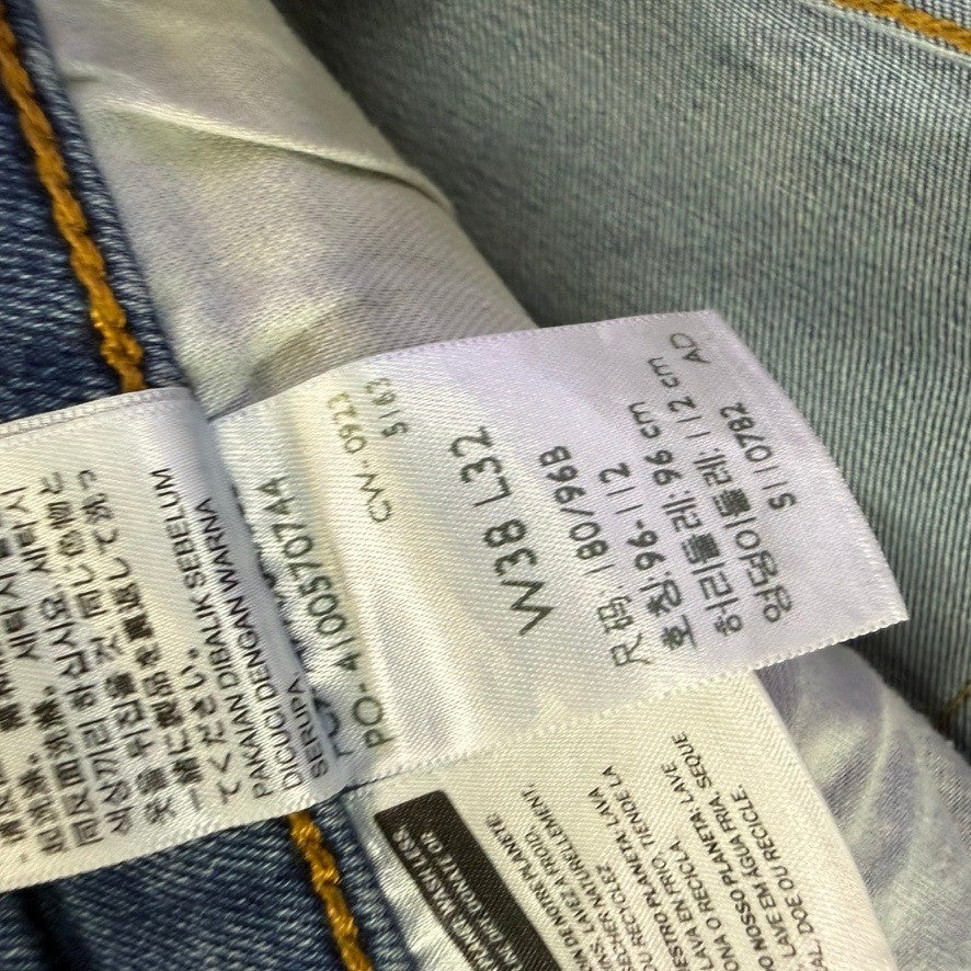 Levi Strauss 501 Mens Jeans W38 L32 Button Fly Blue Denim Straight Leg