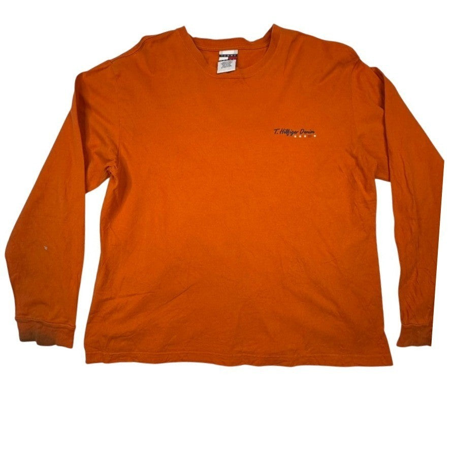 Tommy Jeans Orange Long Sleeve Graphic T Shirt Men's L G G