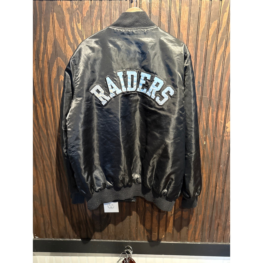 Starter Black Label Las Vegas Raiders Satin Varsity Jacket NFL Black Mens XL