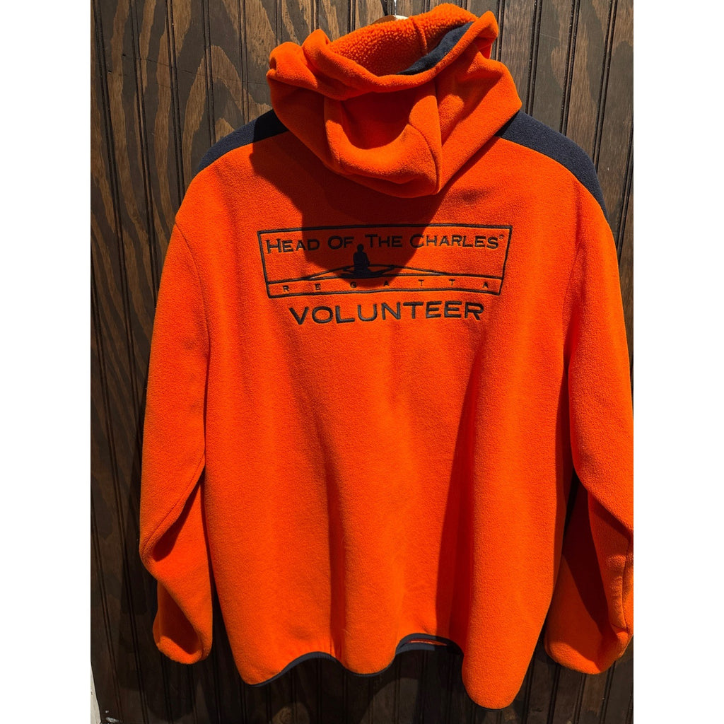 Nautica Head of the Charles Fleece Hoodie Mens XL Orange Navy Full Zip Jacket
