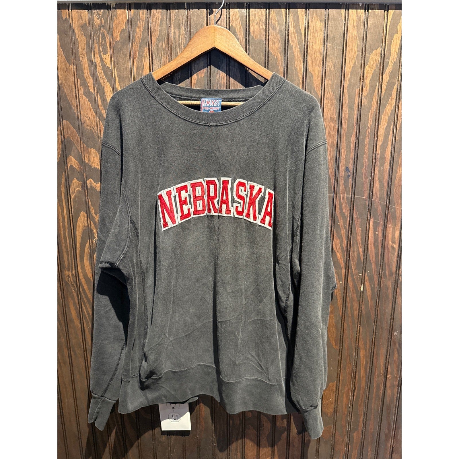 Vintage MV Sport Pro-Weave Nebraska Huskers Sweatshirt Faded Black XL 26x30