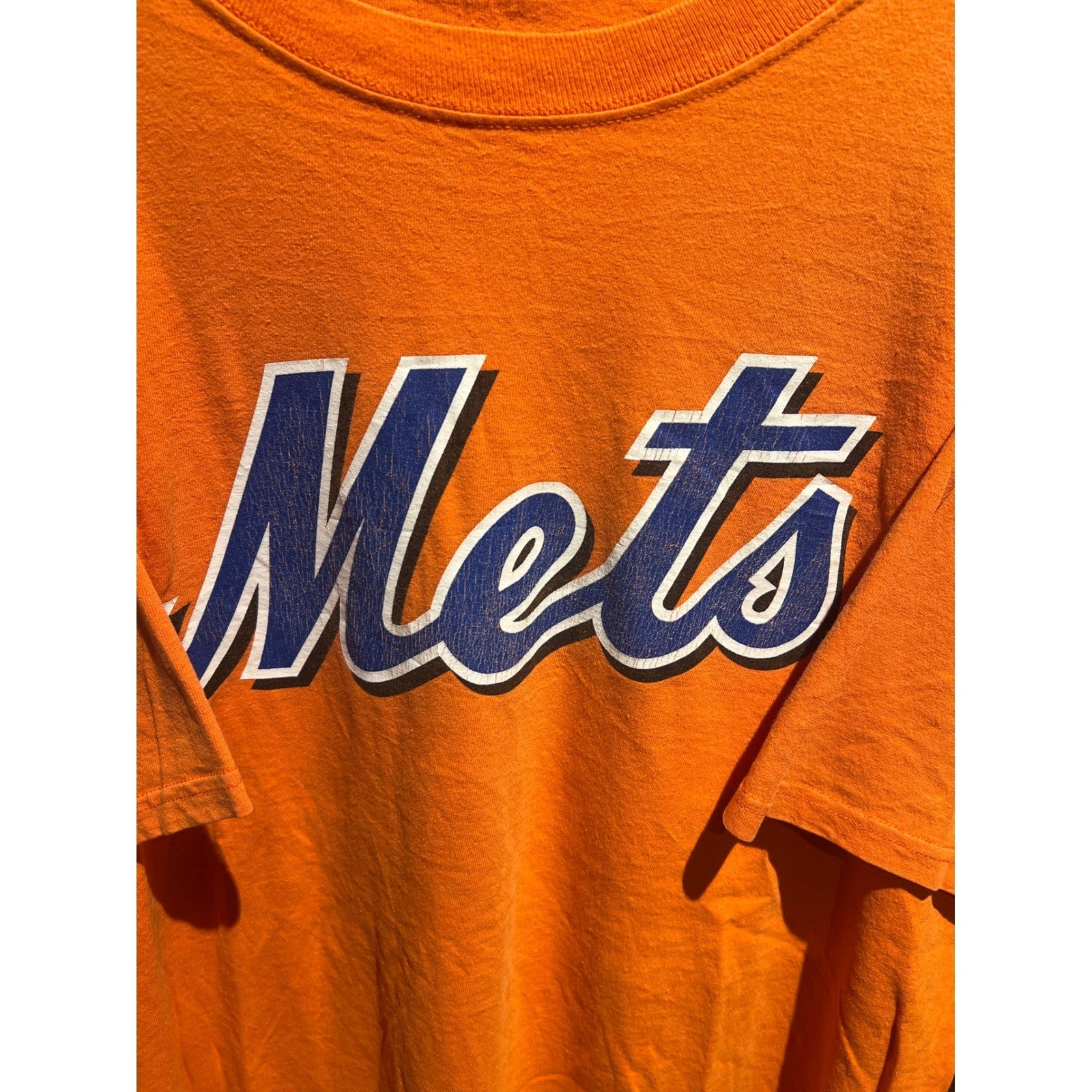 Vintage New York Mets MLB Graphic T-Shirt Orange Mens XL Short Sleeve Baseball