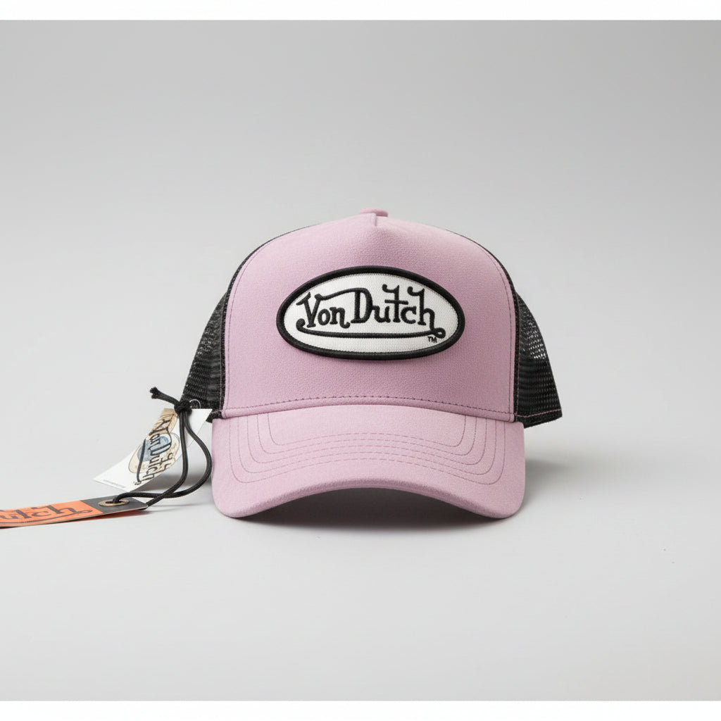 Von Dutch Trucker Hat Lavender Purple Black Suede Mesh Logo Snapback Y2K Retro
