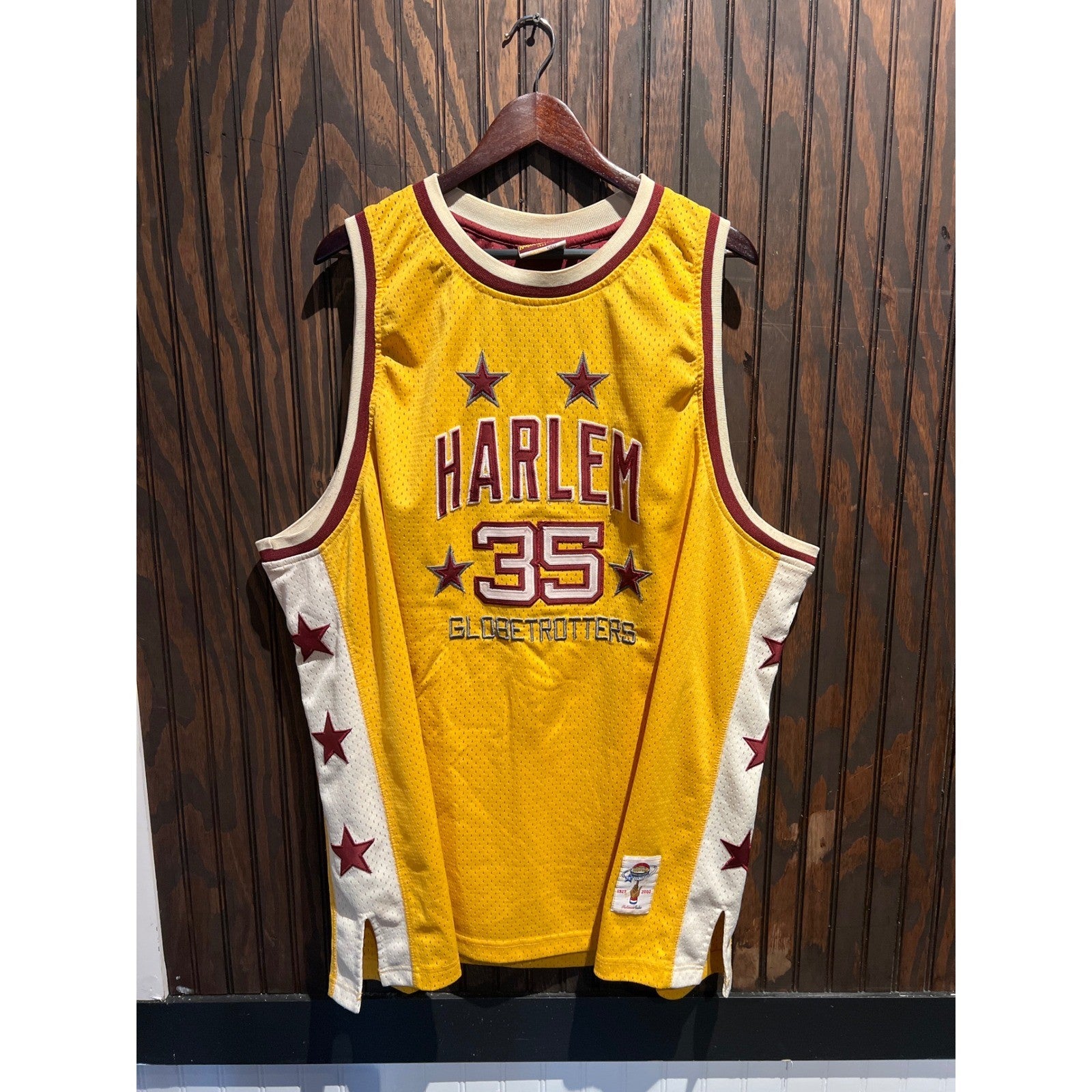 Vintage Platinum FUBU Harlem Globetrotters Geese 35 Jersey Yellow 4XL 75th Anniv