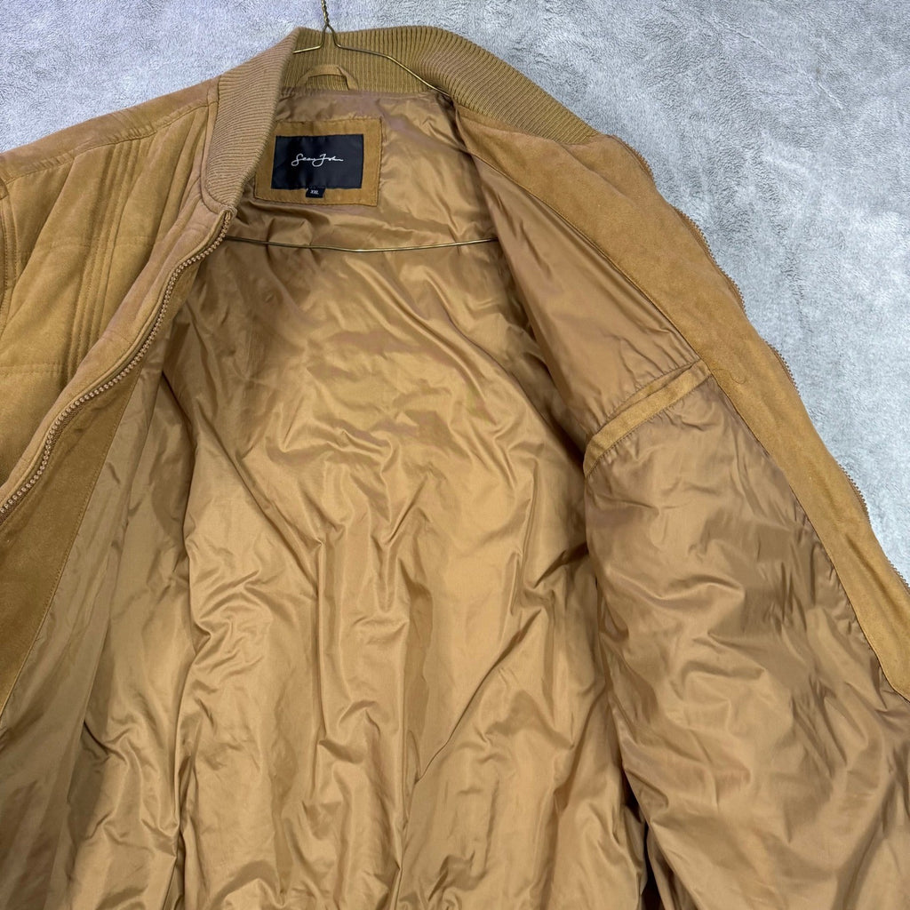 Sean John Mens Brown Quilted Bomber Jacket Casual Outerwear XXL