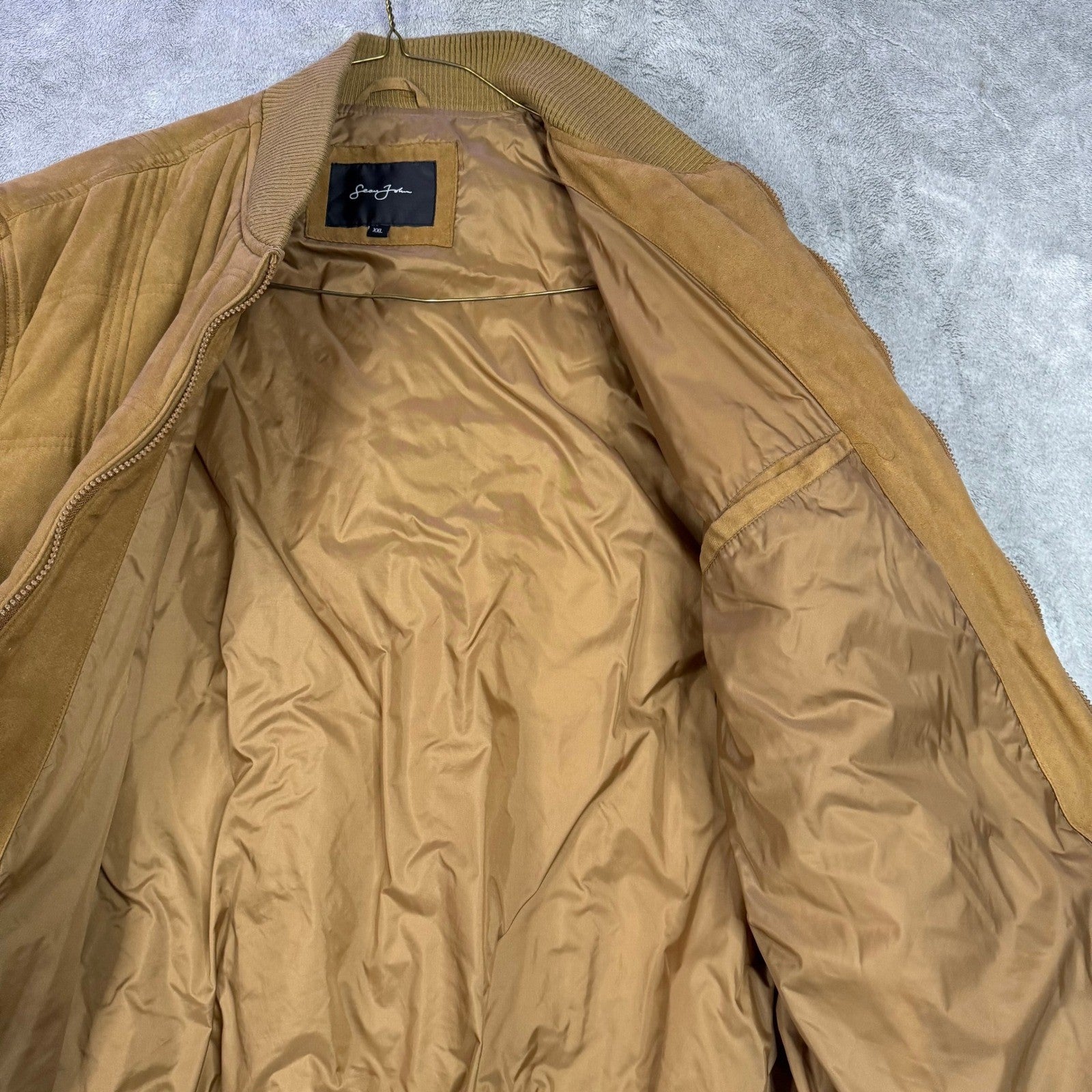 Sean John Mens Brown Quilted Bomber Jacket Casual Outerwear XXL