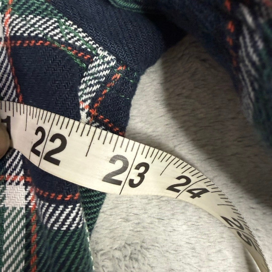 Duluth Trading Co Mens Plaid Flannel Long Sleeve Button Up Shirt Green Navy M