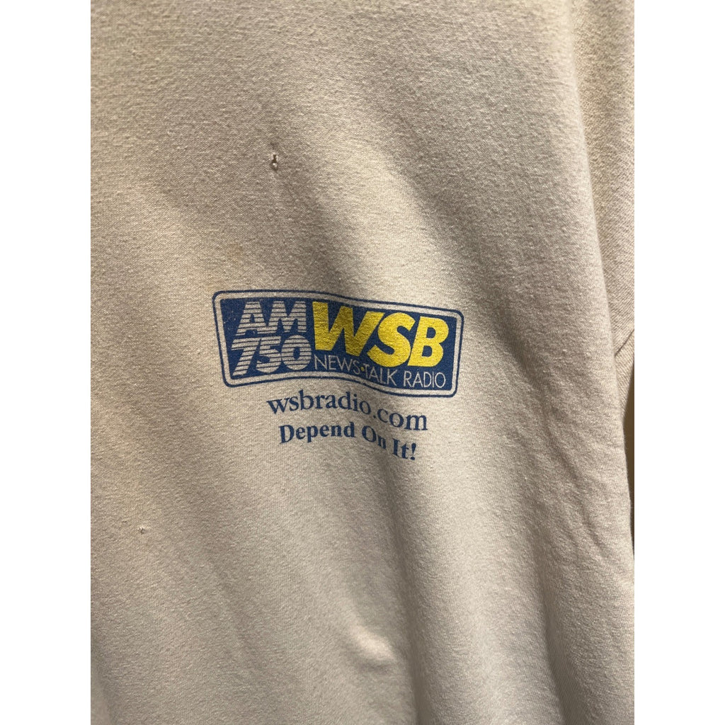 Vintage AM 750 WSB Radio Atlanta T-Shirt Cream Graphic Tee XL 30.5x24