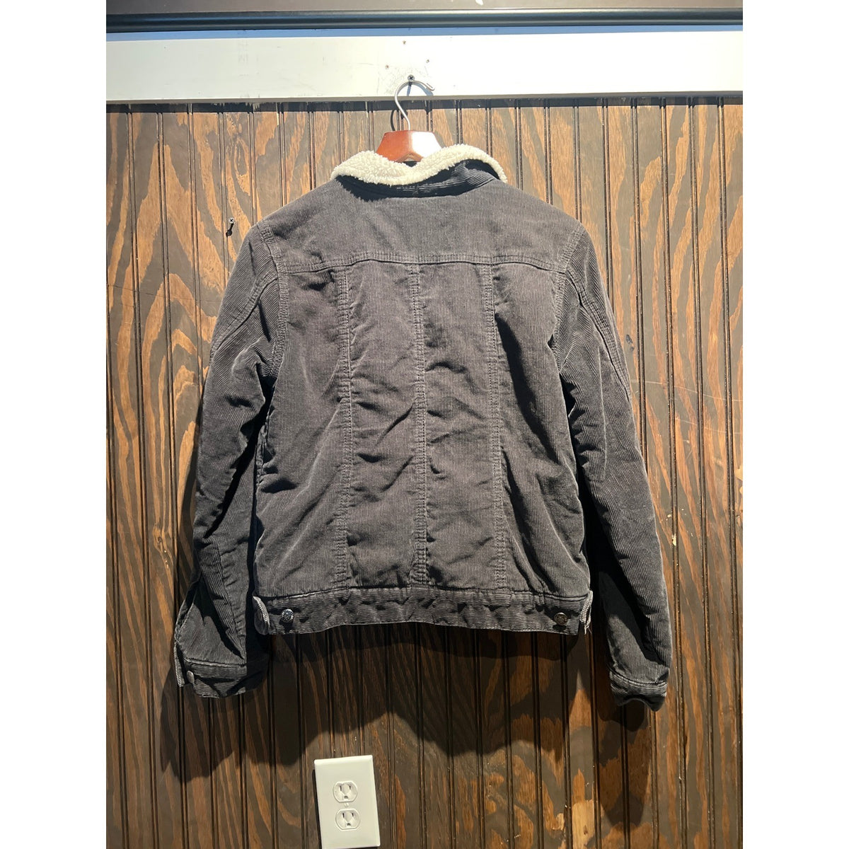 Carhartt Corduroy Sherpa Lined Trucker Jacket Charcoal Grey Workwear Coat