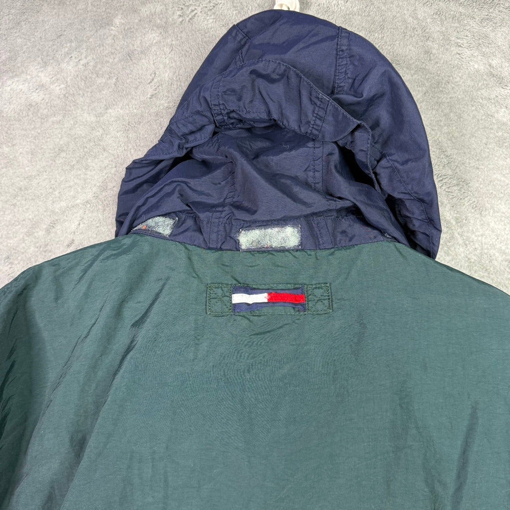 Tommy Hilfiger Colorblock Windbreaker Jacket Navy Green Mens XL Logo Spellout