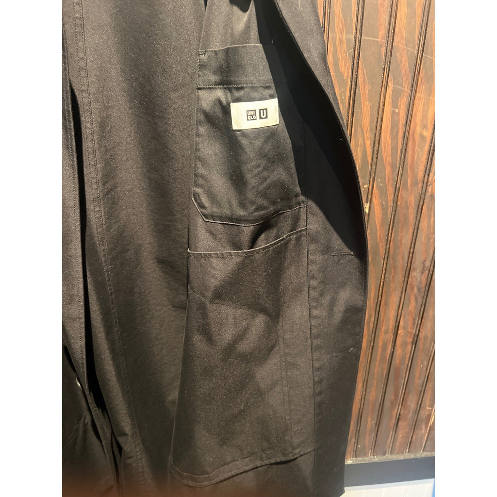 Uniqlo U Christophe Lemaire Black Trench Coat Overcoat Mens XL 311-442167