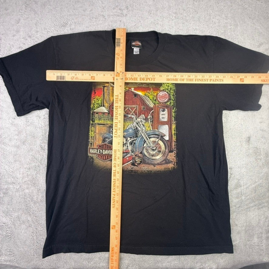 Harley Davidson Cycles Graphic T Shirt Men's 2XL Black Farm Motorcycle Gas Pump